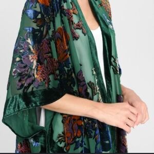 Floral Green Kimono Shawl